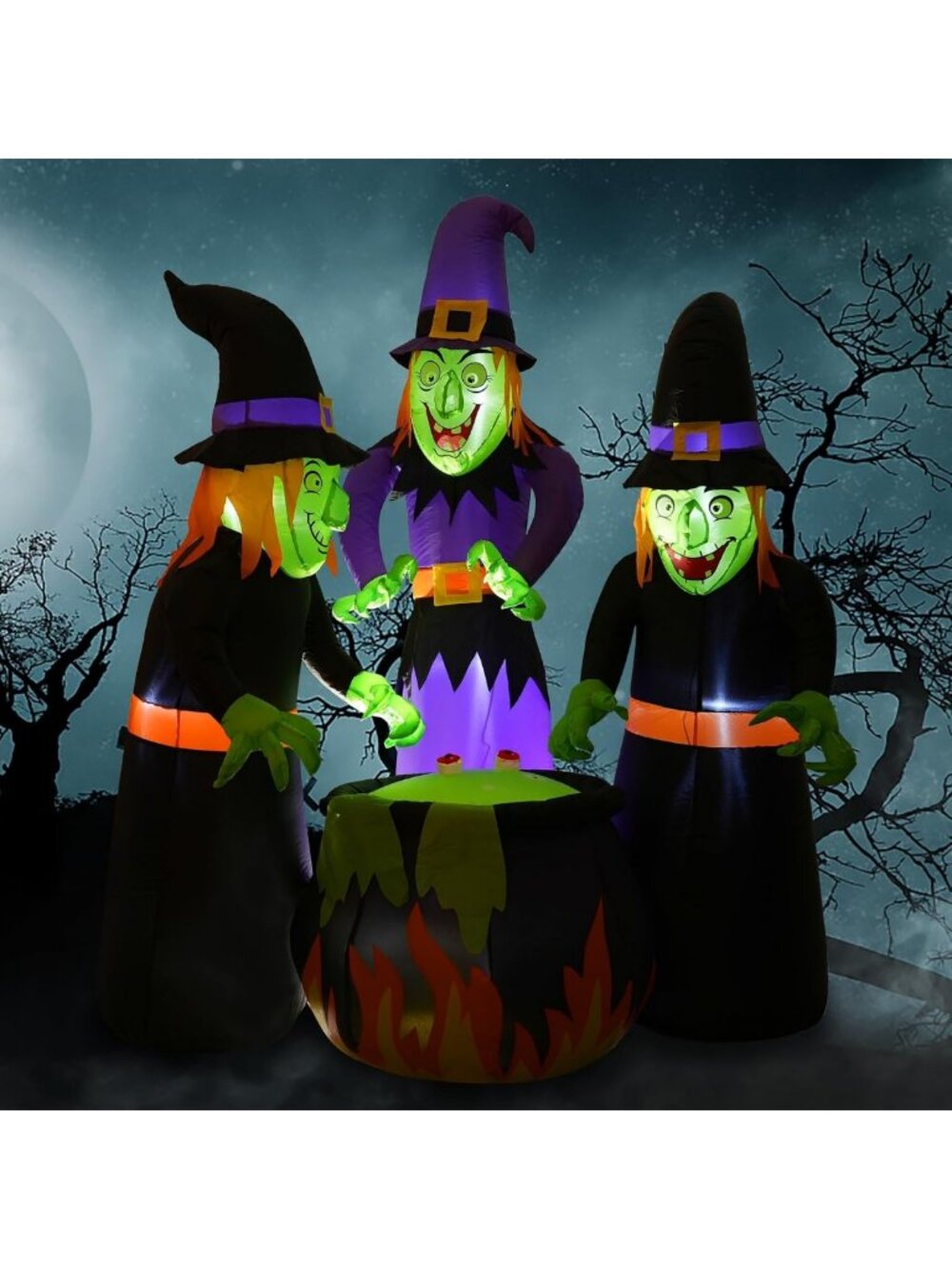 6FT Halloween Inflatable Witch Cauldron Decoration with Lights - Outdoor Yard